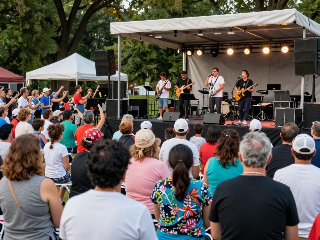 Crowd at the Reyes Benefit Concert supporting a local firefighter
