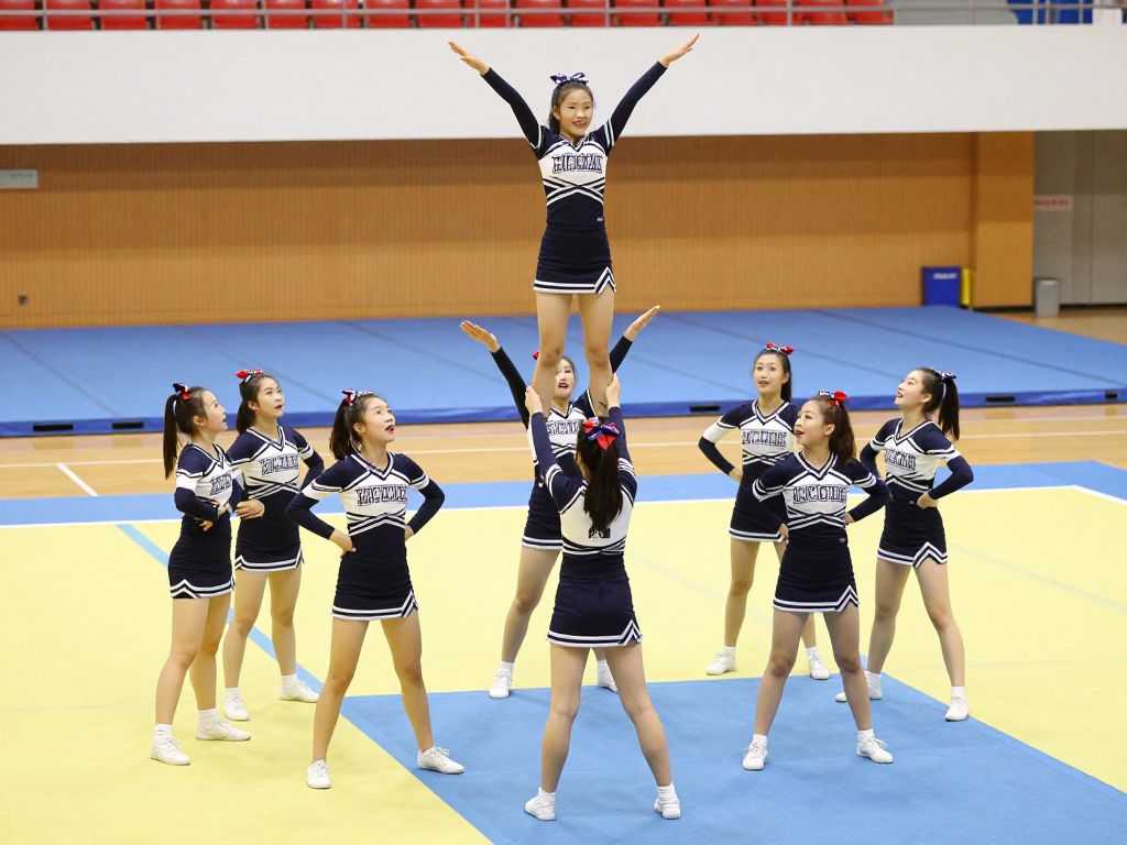 San Angelo Central High School cheerleaders performing a stunt