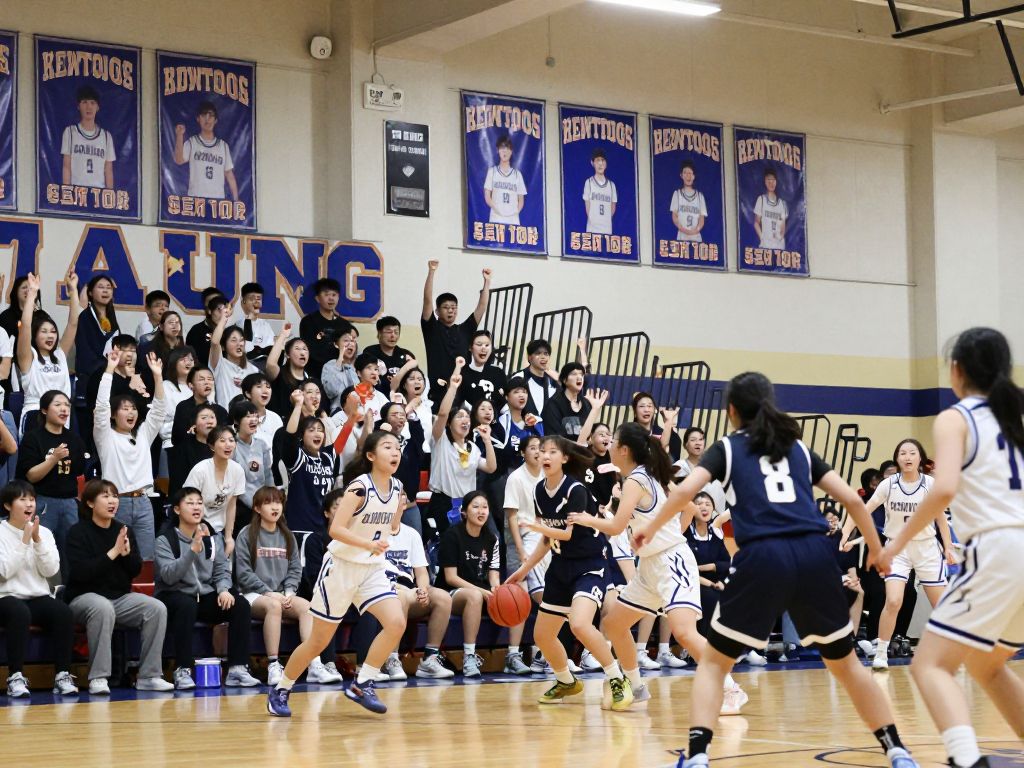 Atmosphere of a high school girls' basketball game on Senior Night