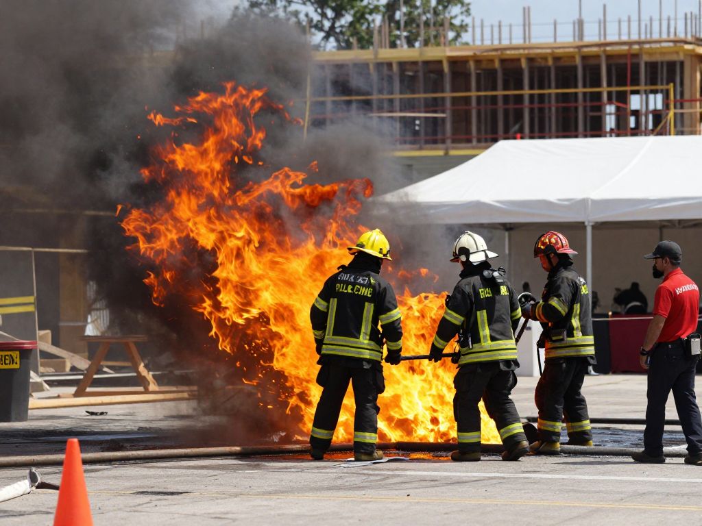 Emergency responders battling a fire at Garza's Reception Hall in South Houston