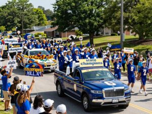 Community celebration parade for South Oak Cliff High School's third state football championship.