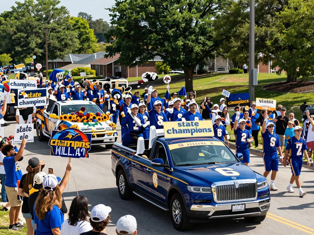 Community celebration parade for South Oak Cliff High School's third state football championship.