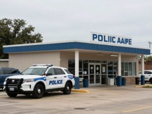Exterior view of a police station in Spring, Texas.