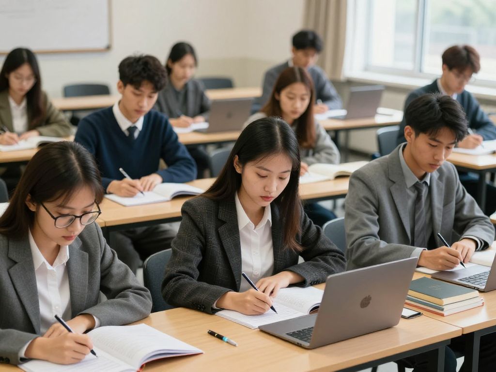 Diverse law students collaborating in a classroom