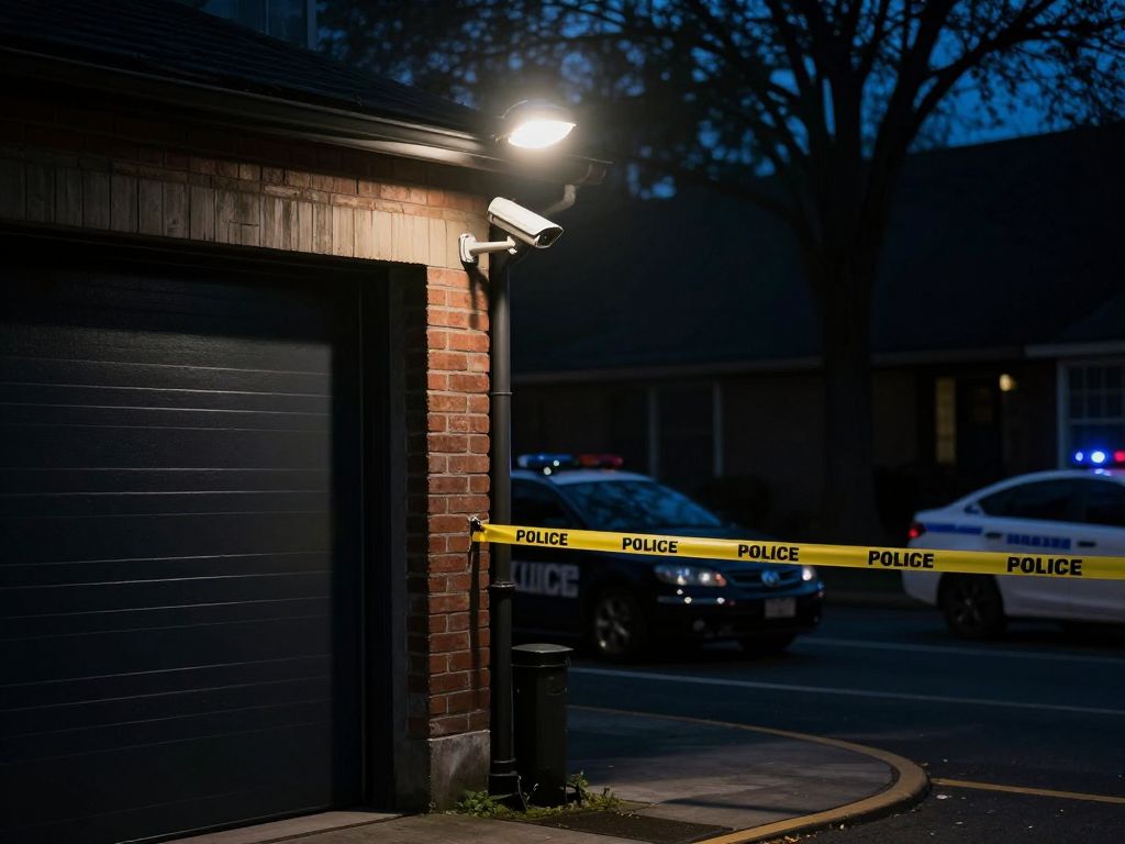 Surveillance footage of a garage shooting scene in Houston