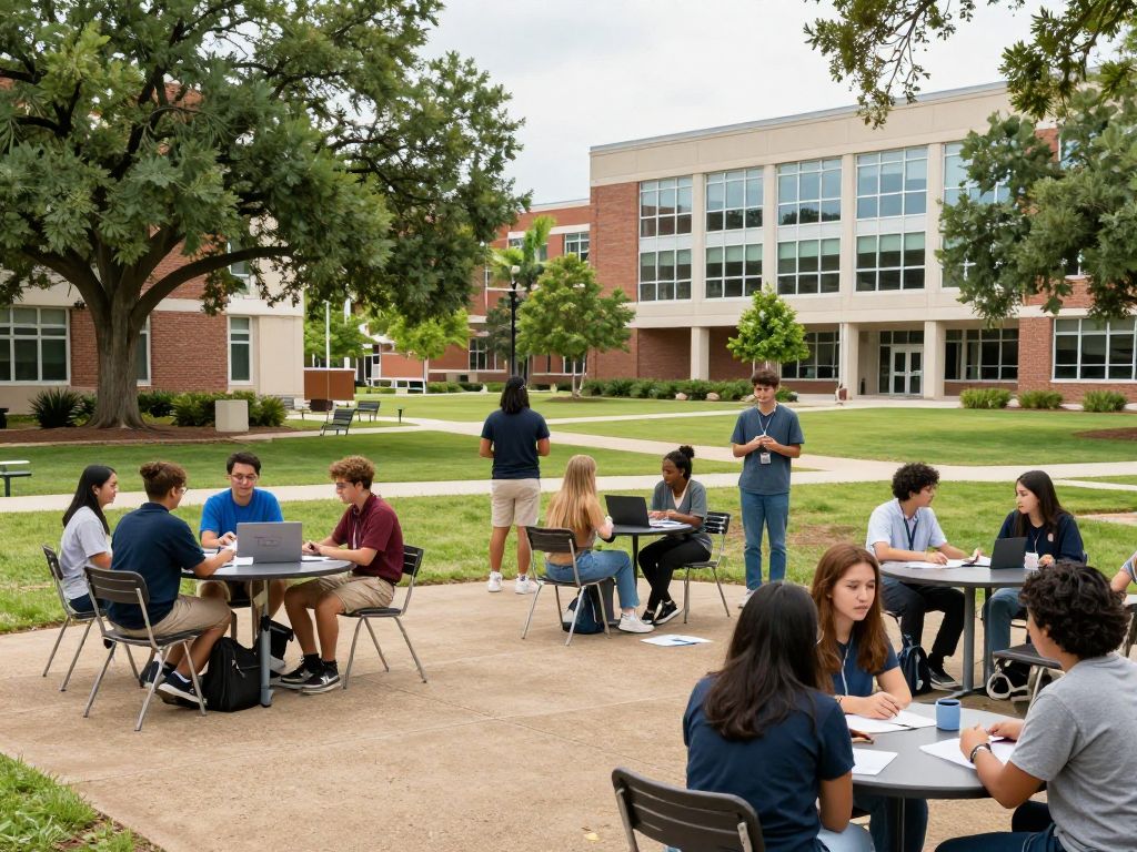 Texas university students involved in academic activities