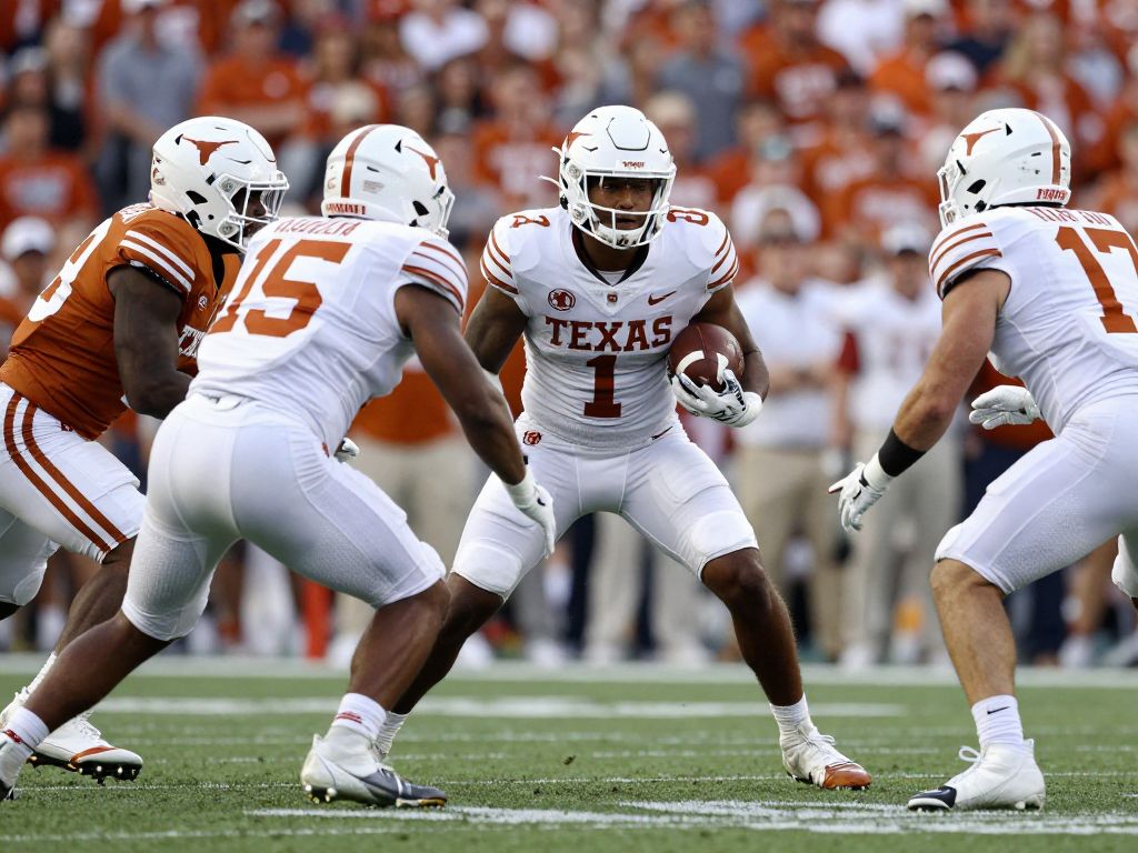 Texas Longhorns football team playing during a game