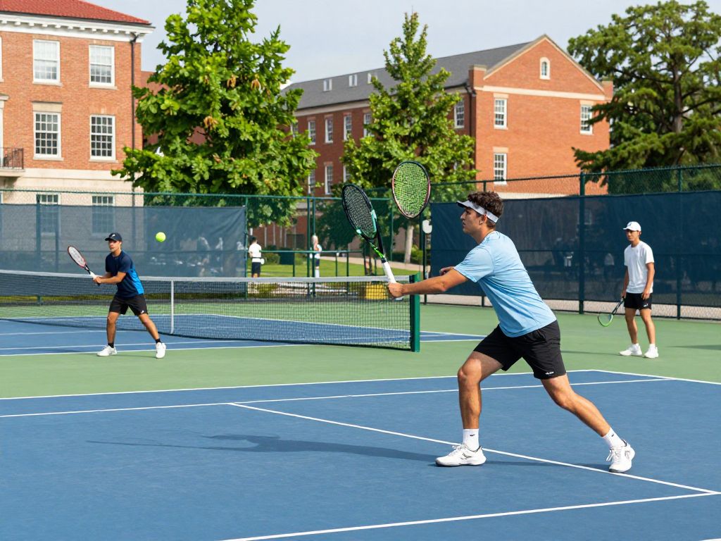Texas Longhorns Men's Tennis team competing against Virginia Cavaliers