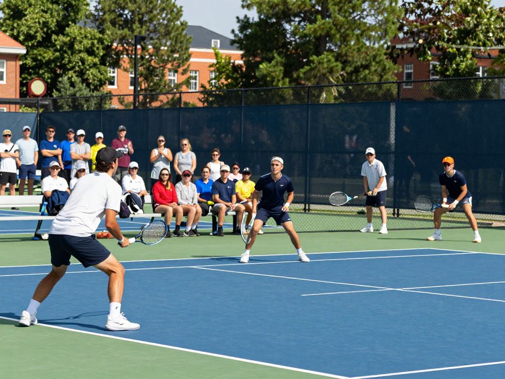 University of Texas Men's Tennis team competing against Ohio State