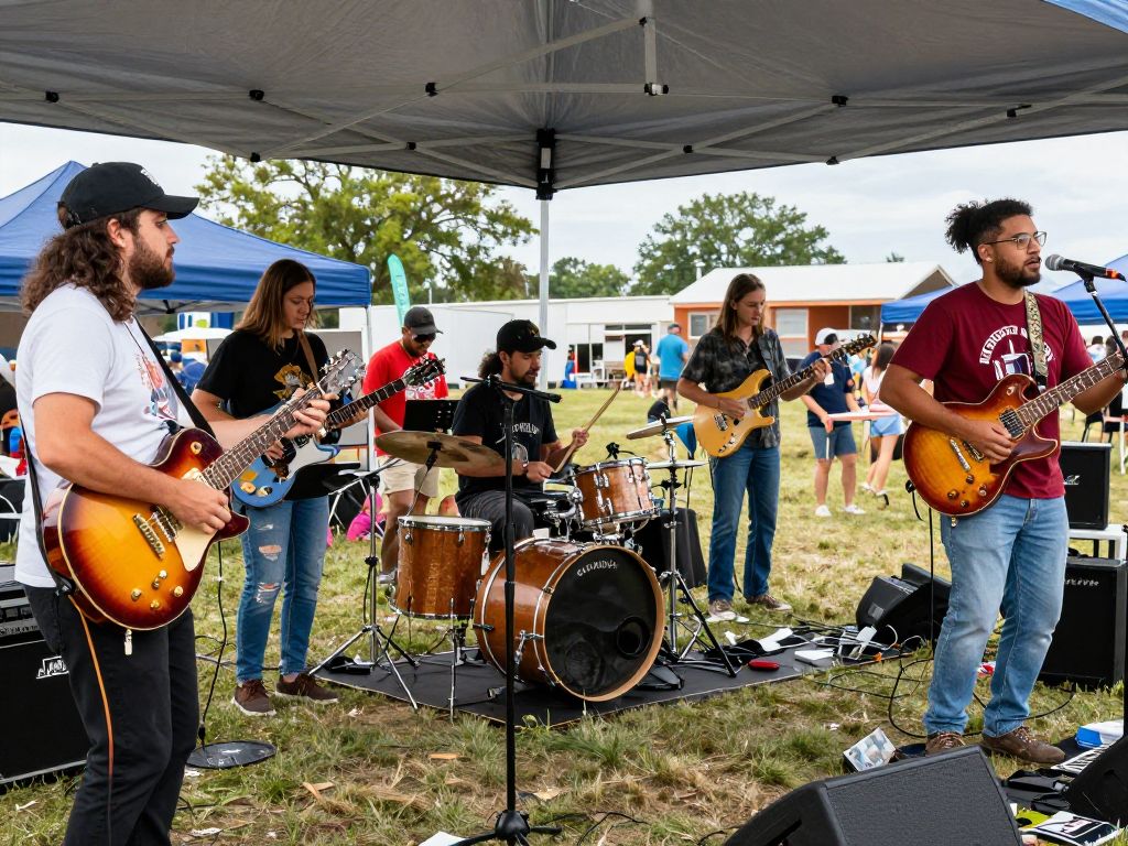 Local musicians performing in a lively Texas music scene.