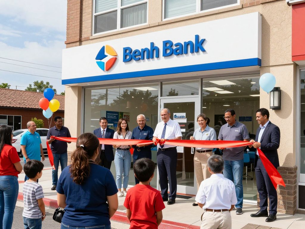 People celebrating outside the new Texas Regional Bank branch in Magnolia