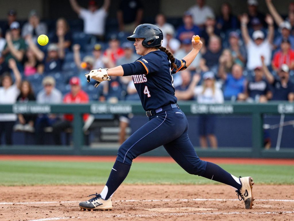 Texas Longhorns softball player in action during a game