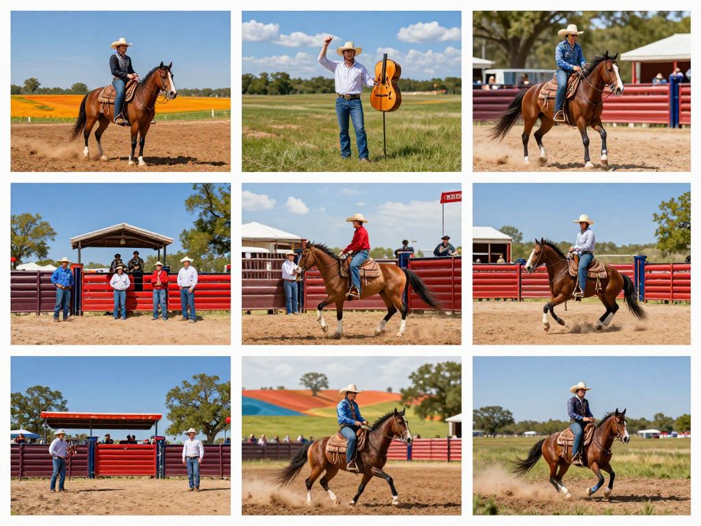 A collage of Texas events in January showcasing music, rodeos, and outdoor activities
