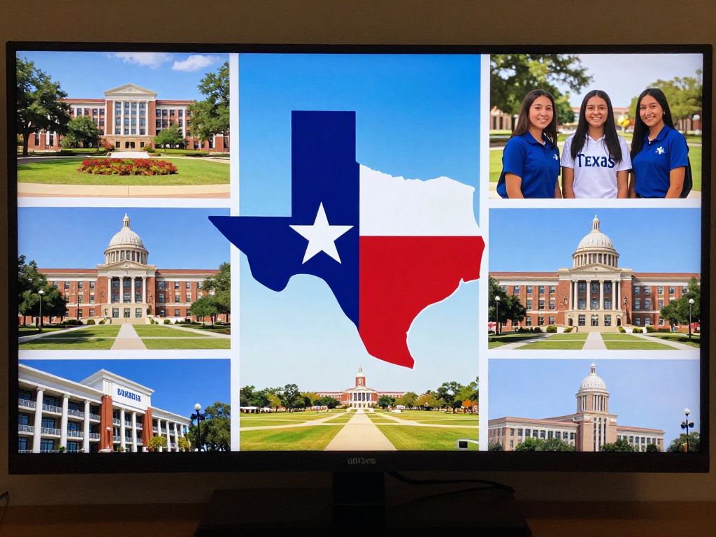 Texas workforce development concept with students and universities