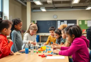 Kids engaging in STEAM education activities at TGR Learning Lab