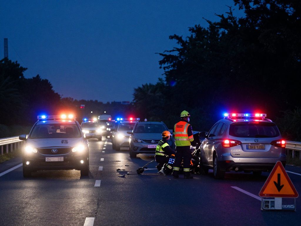 Emergency responders at a highway collision site