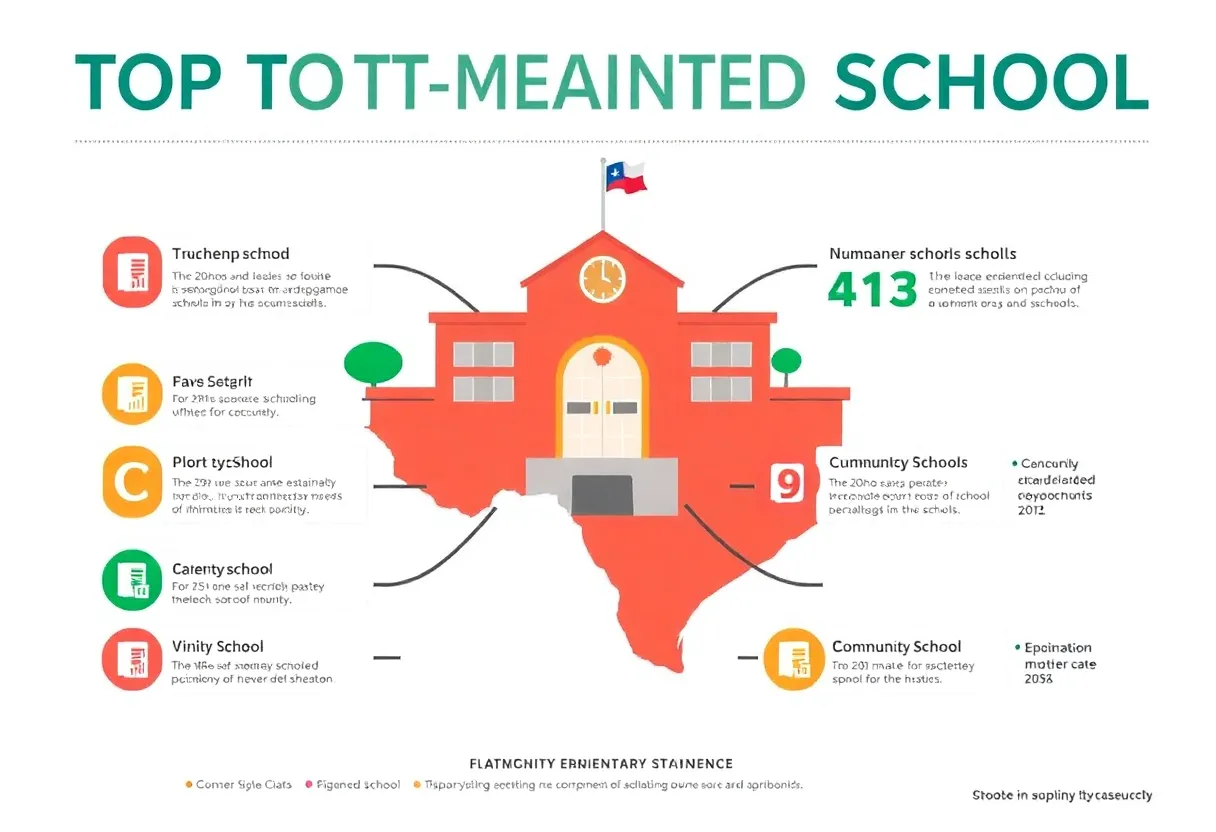 Infographic of Houston's top elementary schools with key performance metrics.