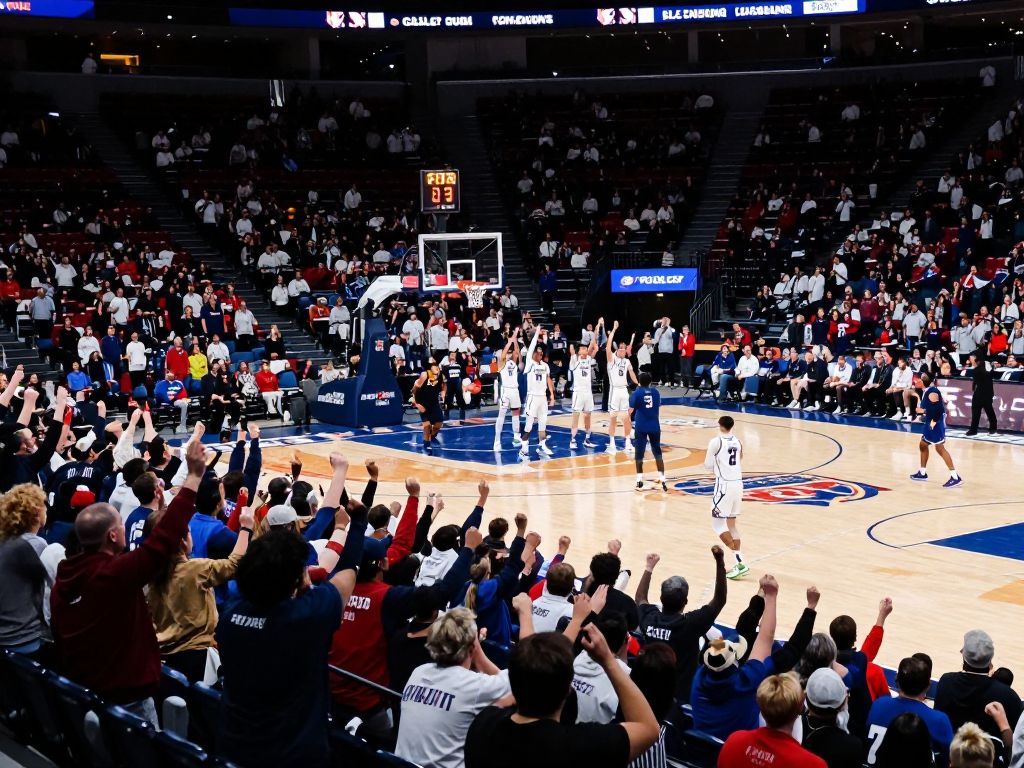 Excited fans at the University of Houston basketball game