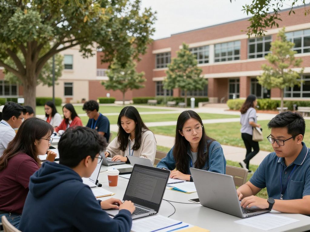 Students and faculty at UT Austin collaborating on research projects