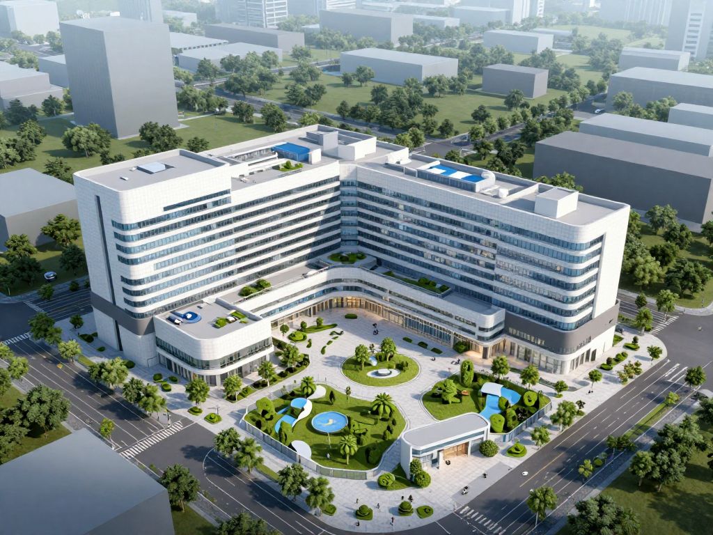 Architectural rendering of the University of Texas Medical Center.