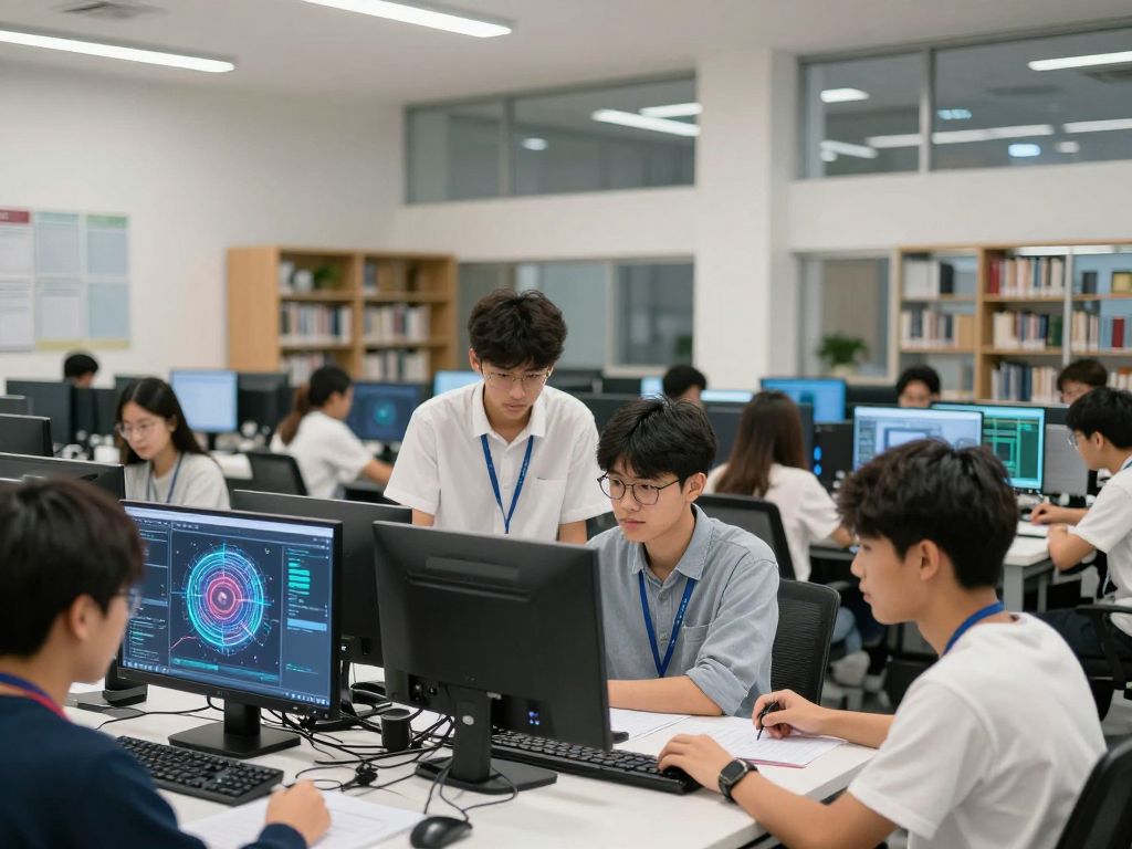 Students engaged in research activities at UT Austin
