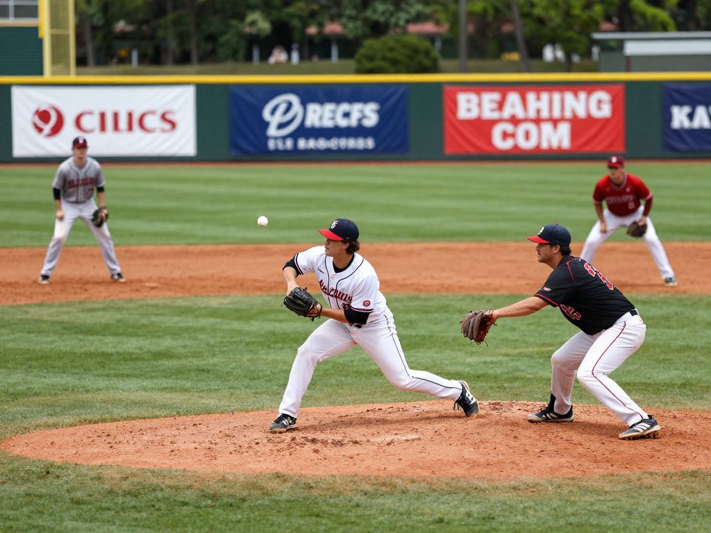 Texas Longhorns baseball players competing on the field