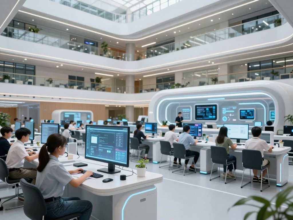 Students using Generative AI tools on university campus.