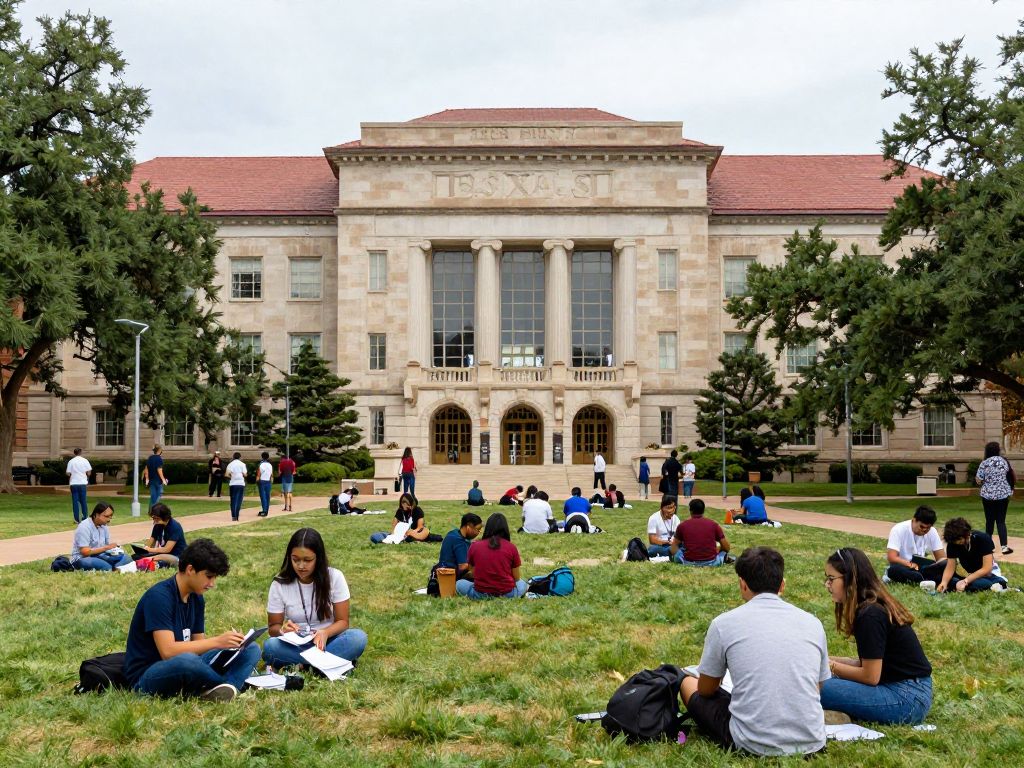 Students studying on the University of Texas at Austin campus