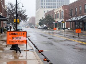 Water line repair in Houston's Galleria area during winter