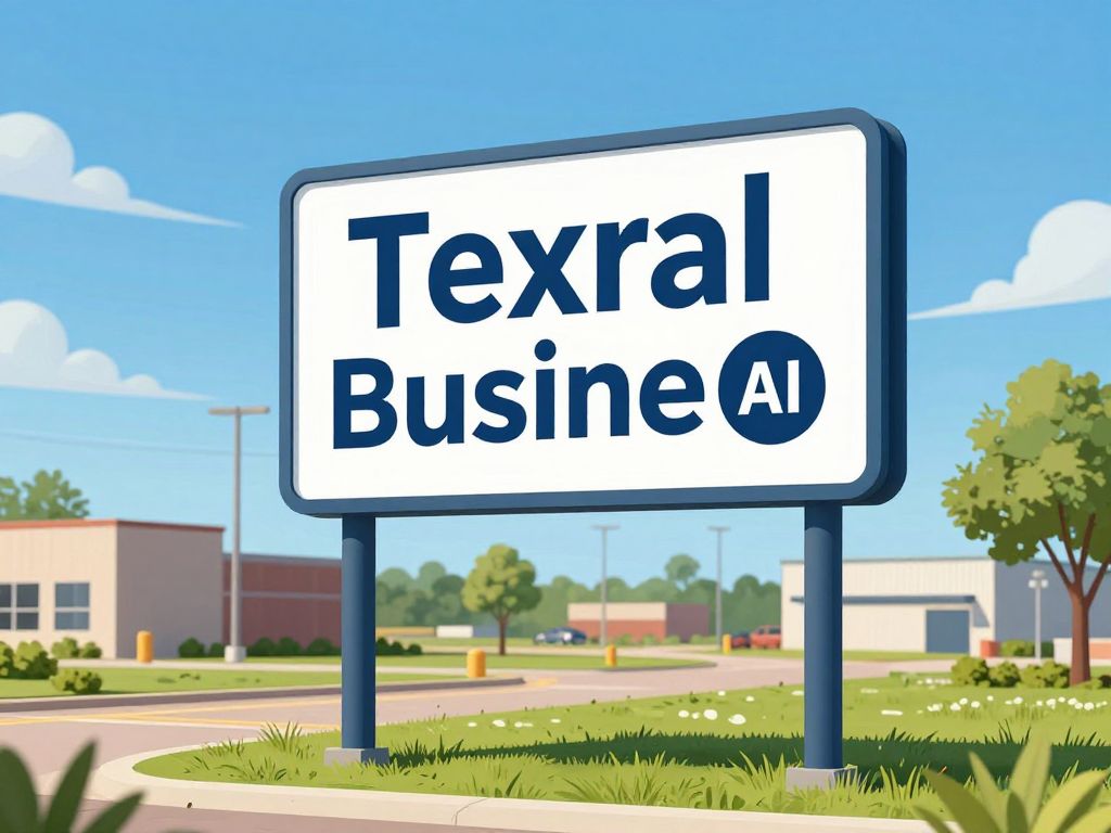 Illustration of Texas landscape showing new signs for businesses flourishing due to AI investments.