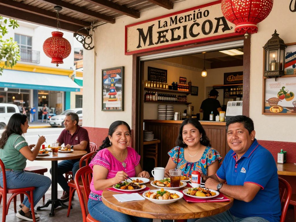 Interior of Alturas Mexican Cafe showcasing traditional decoration and food