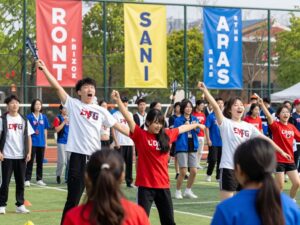 Students celebrating at Atascocita High School pep rally.