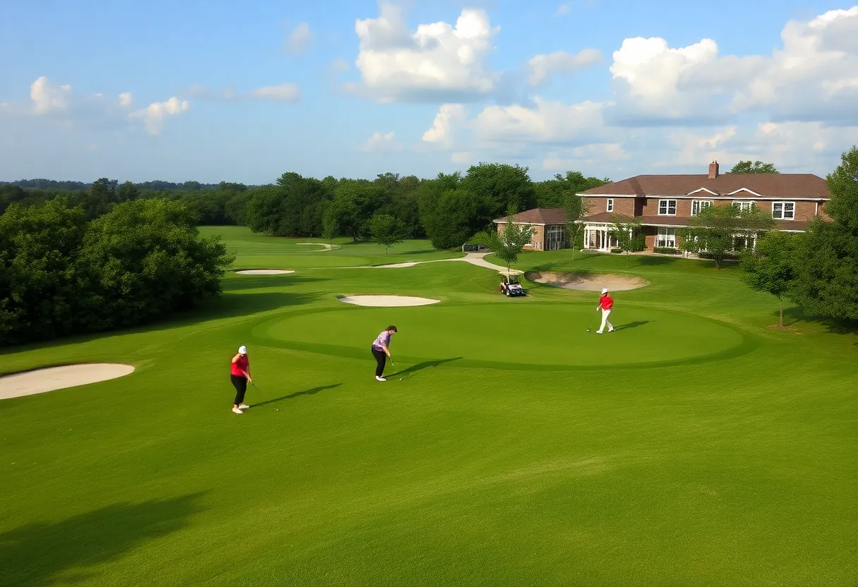 Baylor women's golf players preparing at the Golf Club of Houston