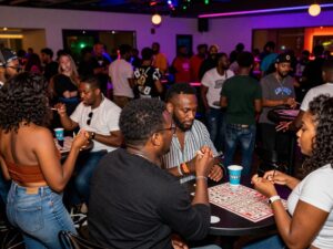 A lively Bingo Loco event with participants enjoying and engaging in activities.