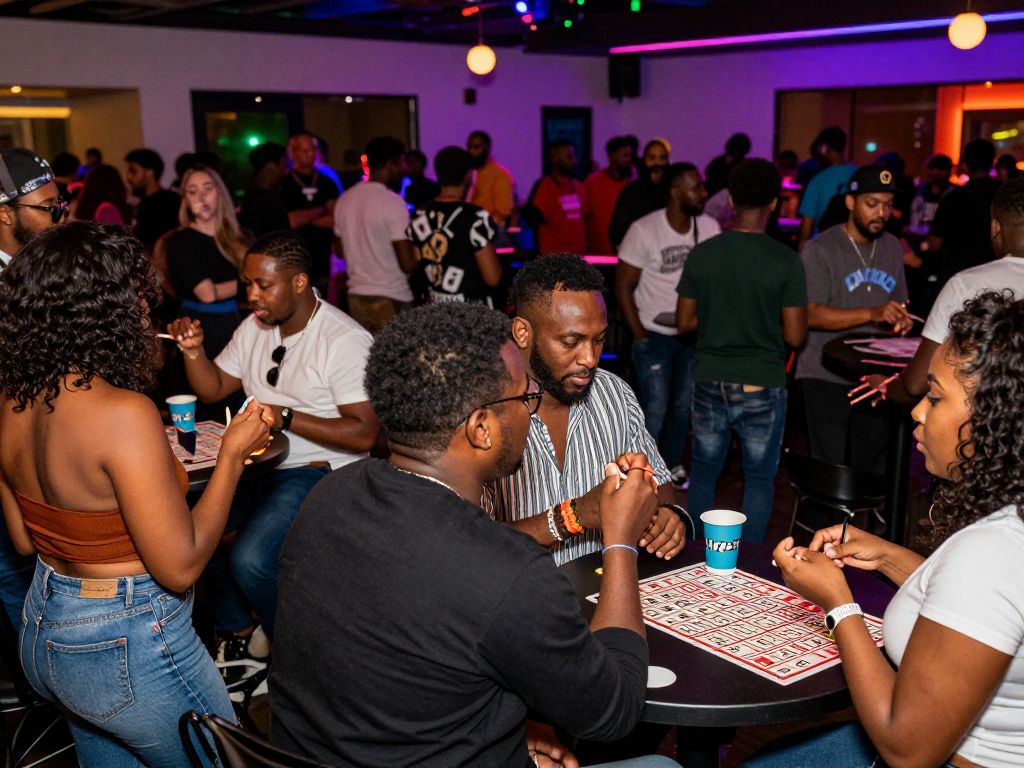 A lively Bingo Loco event with participants enjoying and engaging in activities.