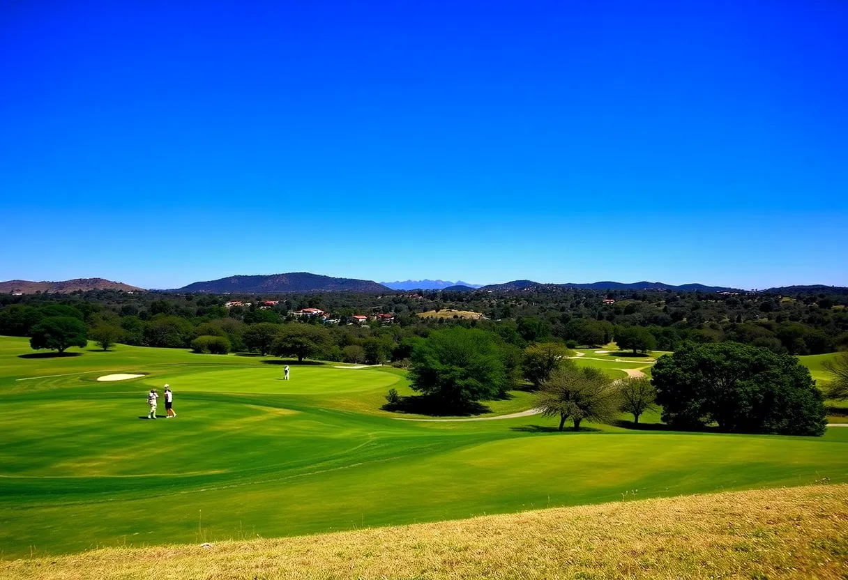 Golf players competing at the Border Olympics in Laredo Country Club