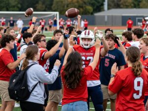 Students and community at the Bryan High School football pep rally