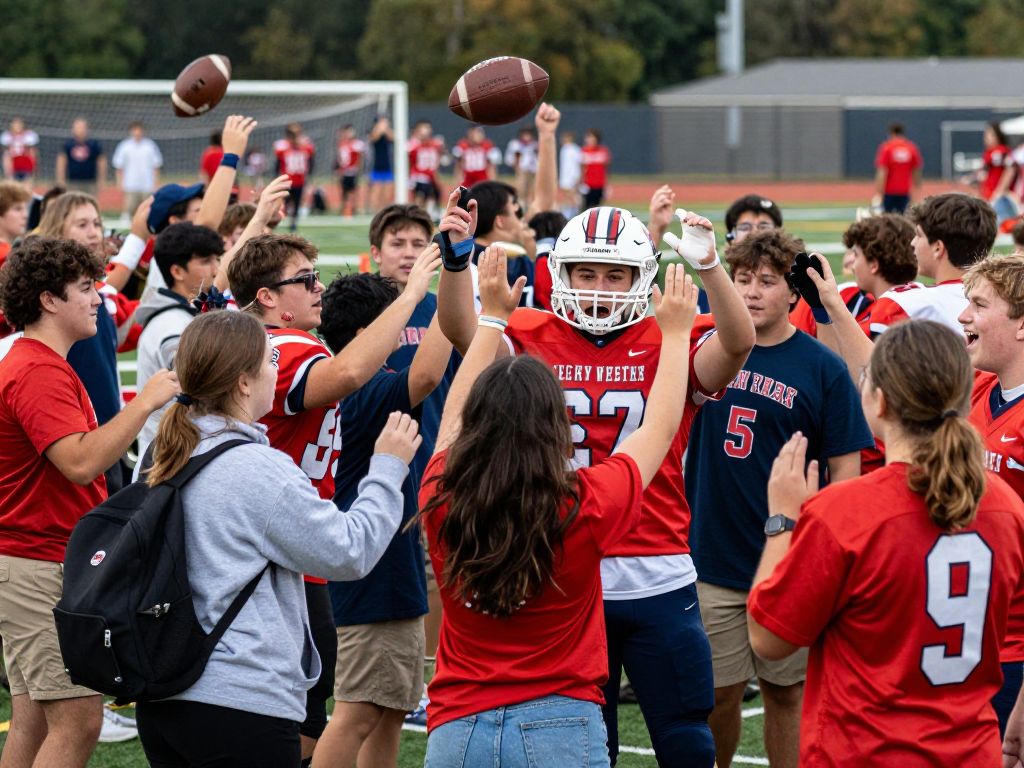Students and community at the Bryan High School football pep rally