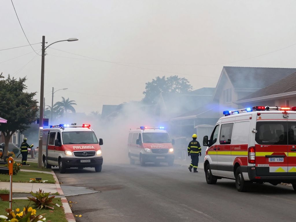 Emergency vehicles at the site of the Channelview fire