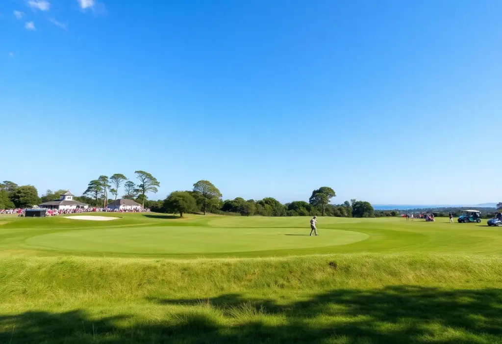 Golf tournament action on a beautiful course