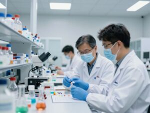 Laboratory team working on biotechnology research