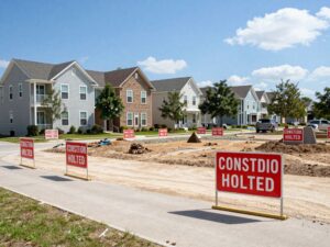Colony Ridge construction site with halted signs in Houston, Texas.