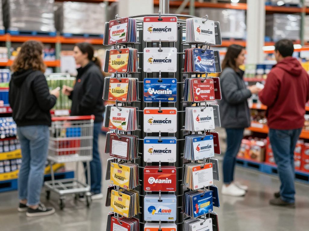 Shoppers at Costco browsing gift cards