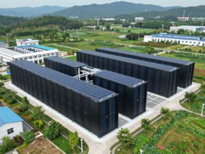 Modern data center in Texas with green surroundings