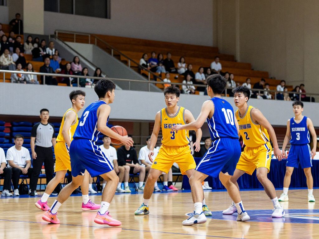 High school basketball teams in action