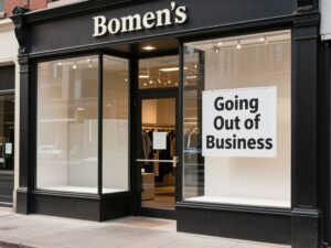 Closed Francesca's boutique sign with liquidation sale notice