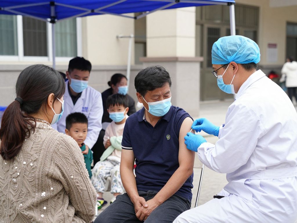 Families receiving vaccines at the Antoine Health Clinic free vaccine event in Houston.