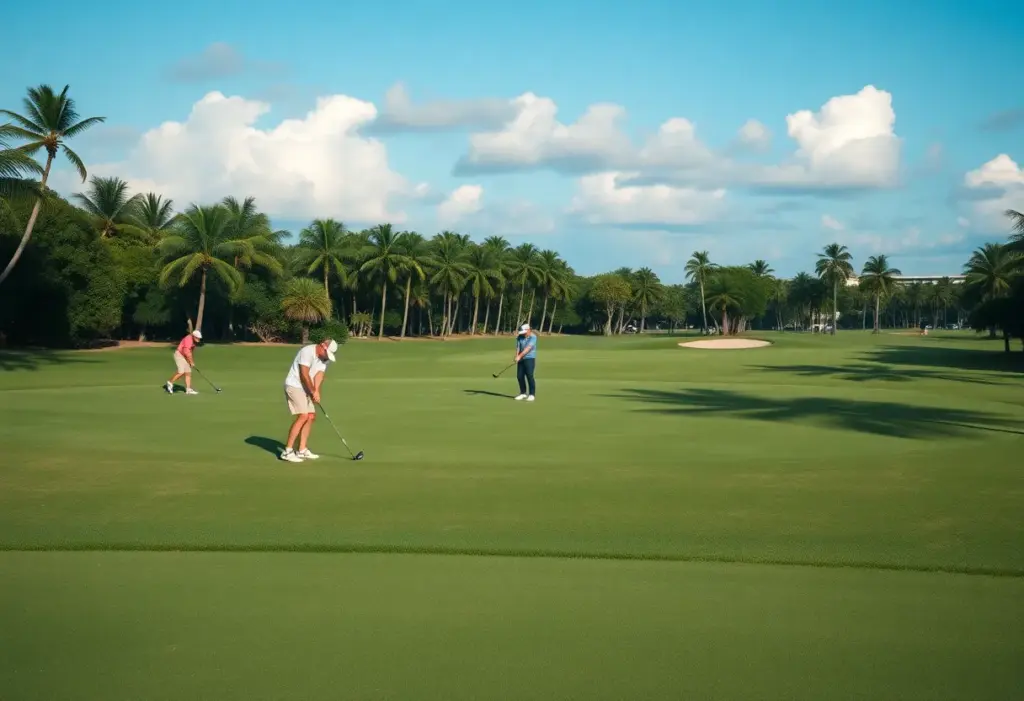 Golf course at Palm Beach with golfers