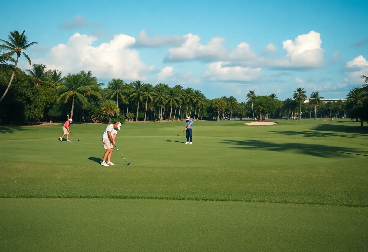 Golf course at Palm Beach with golfers