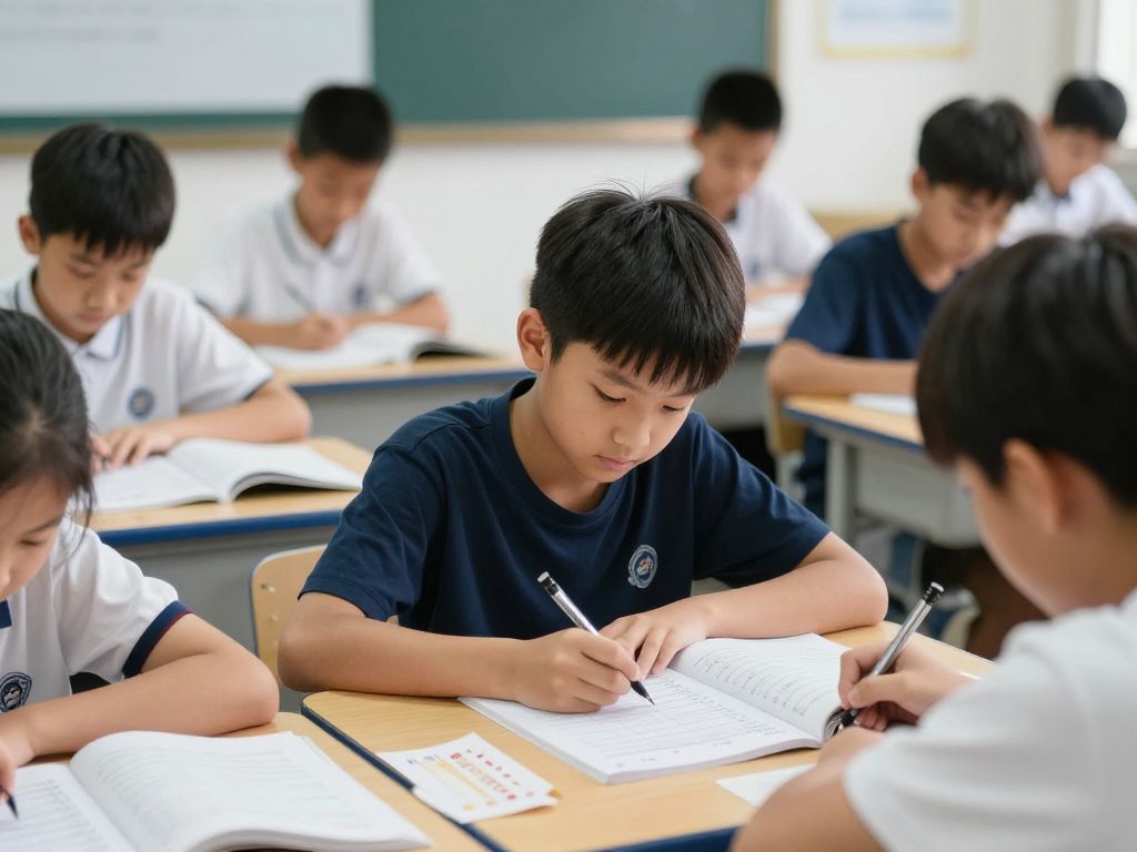 Students in a classroom discussing grades and learning